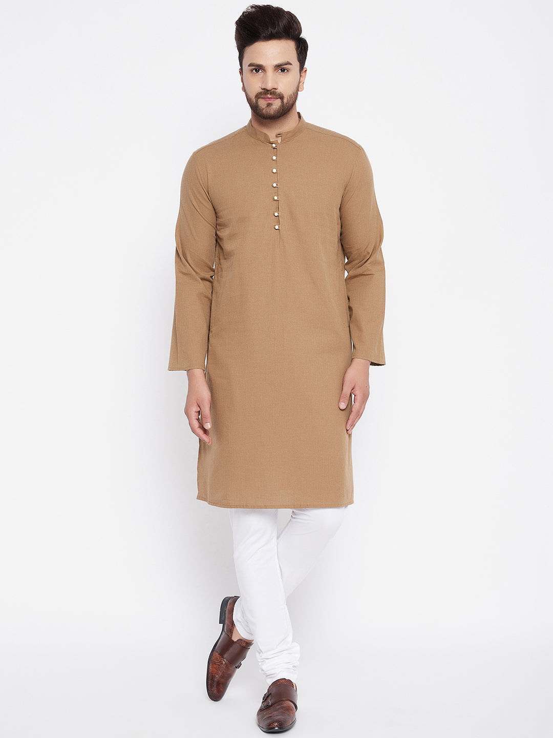 Men's Pure Cotton Beige Kurta