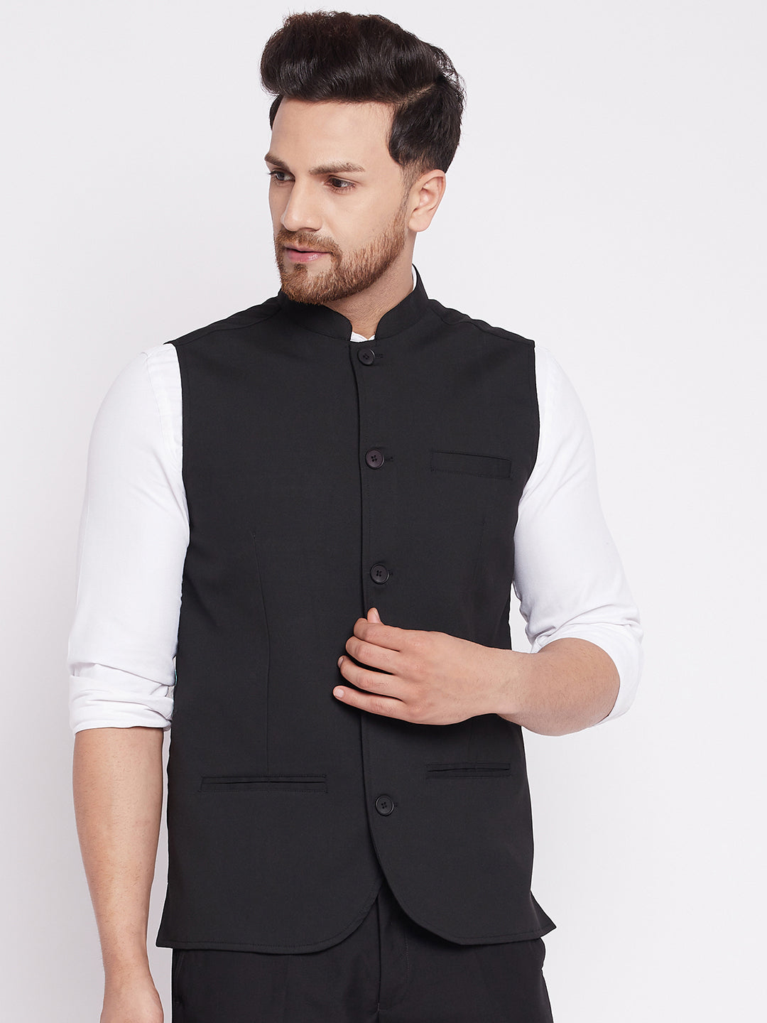 Men's Nehru Jacket With Welt Pockets -