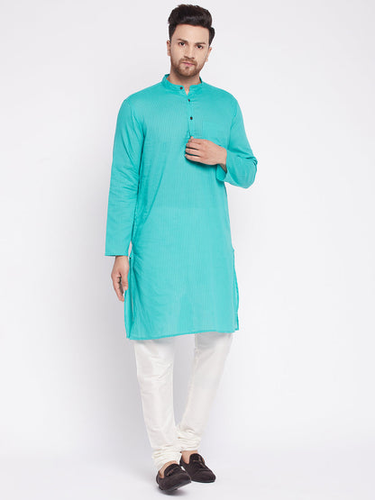 Men's Long Kurta with Band Collar -