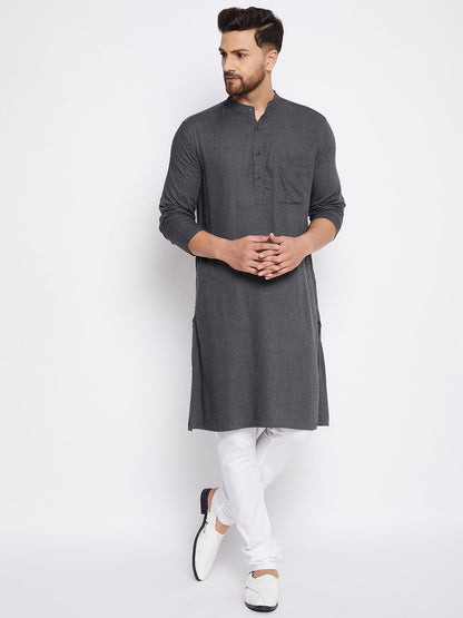 Men's Grey Woolen Straight  Kurta