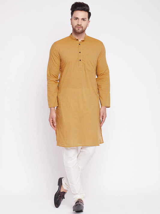 Men's Long Kurta with Band Collar -