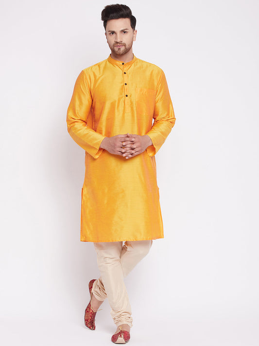 Men's Long Kurta with Band Collar -