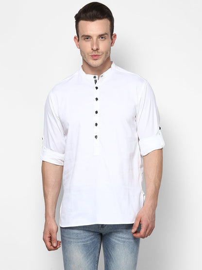 Men's White Pure Cotton Shirt Kurta