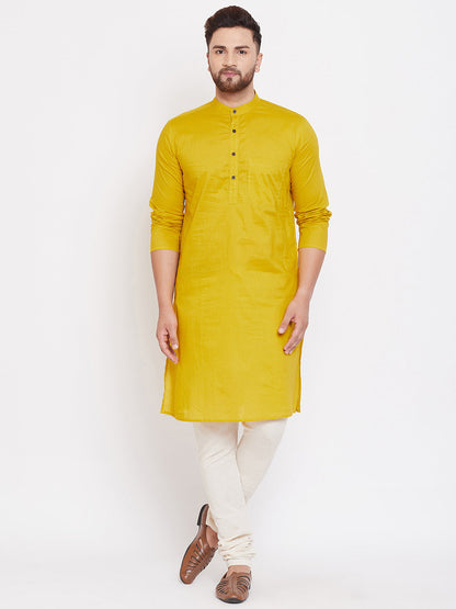 Men's Pure Cotton Kurta With Band Collar