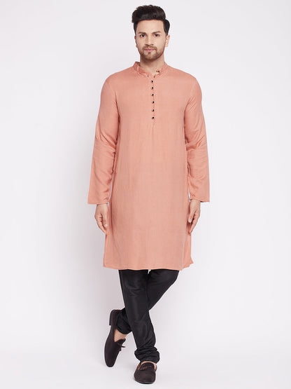 Men's Long Kurta with Band Collar -