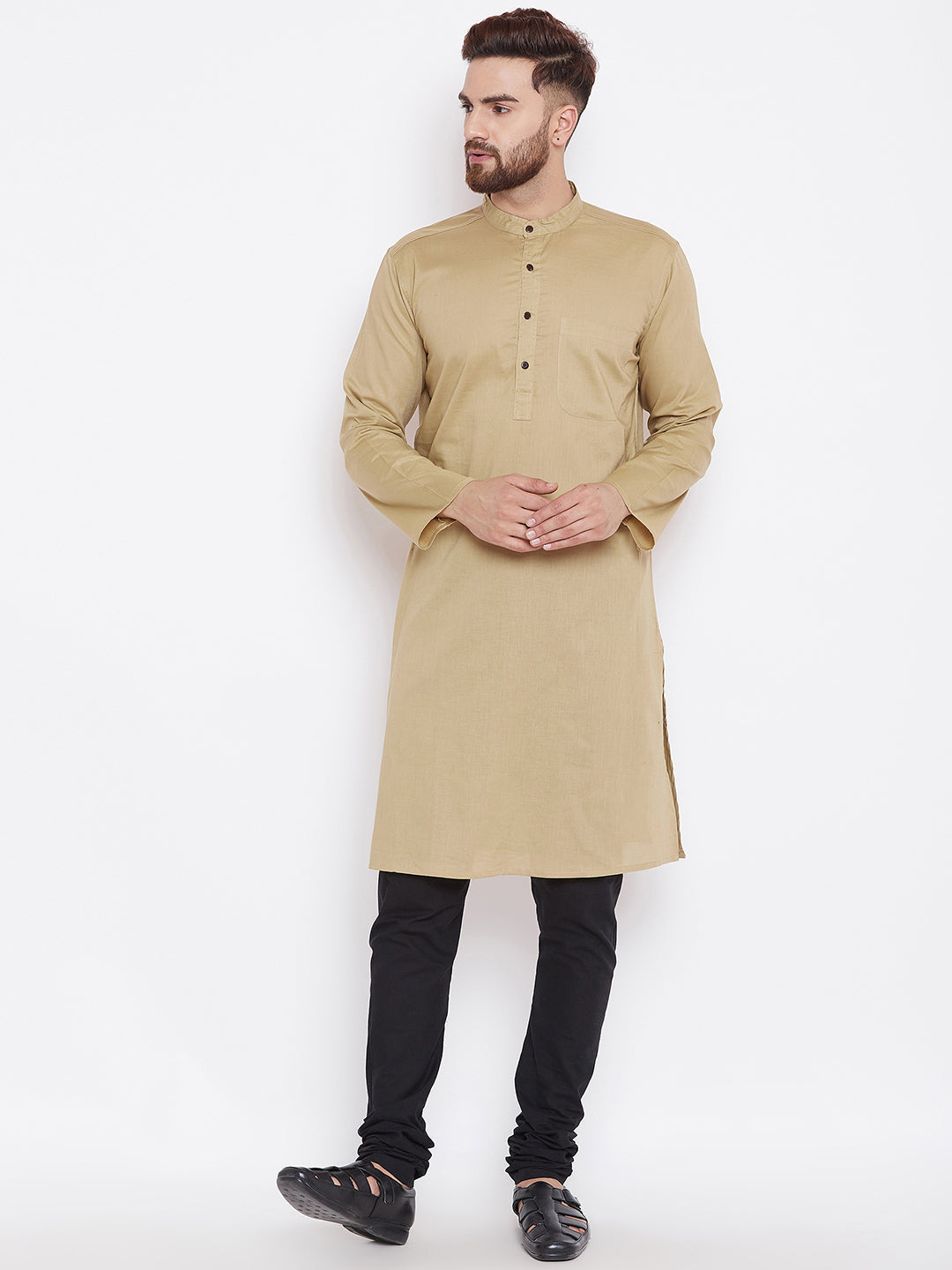 Men's Beige Pure Cotton Kurta