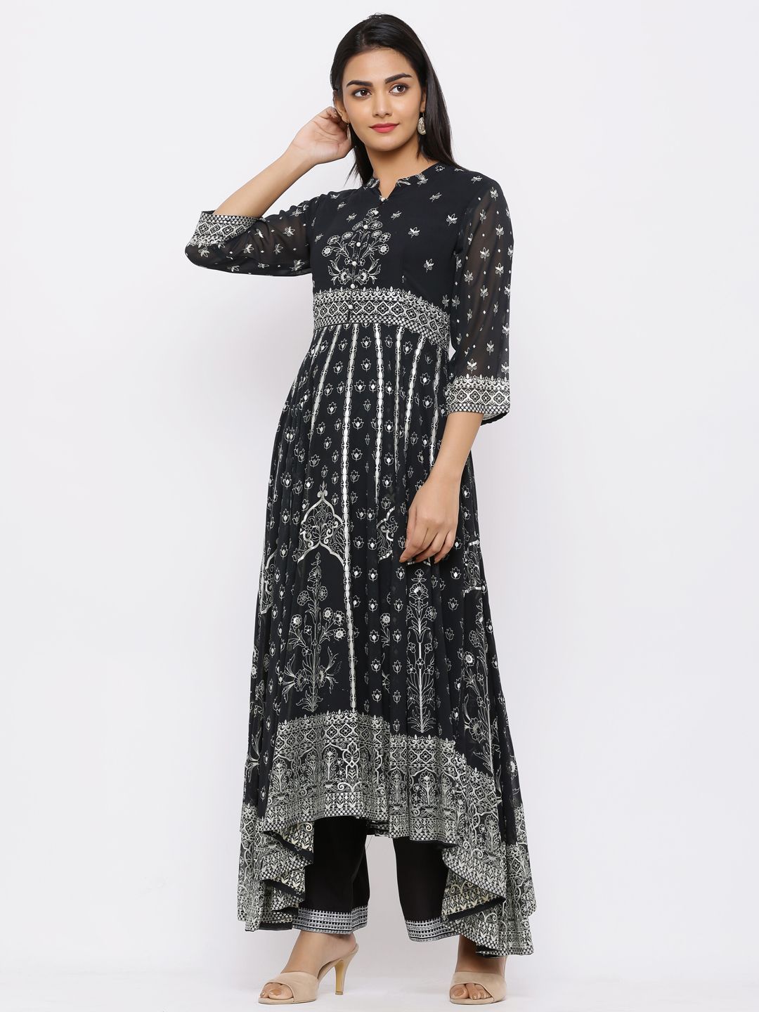 Women's Georgette Printed Anarkali Kurta With Palazzo