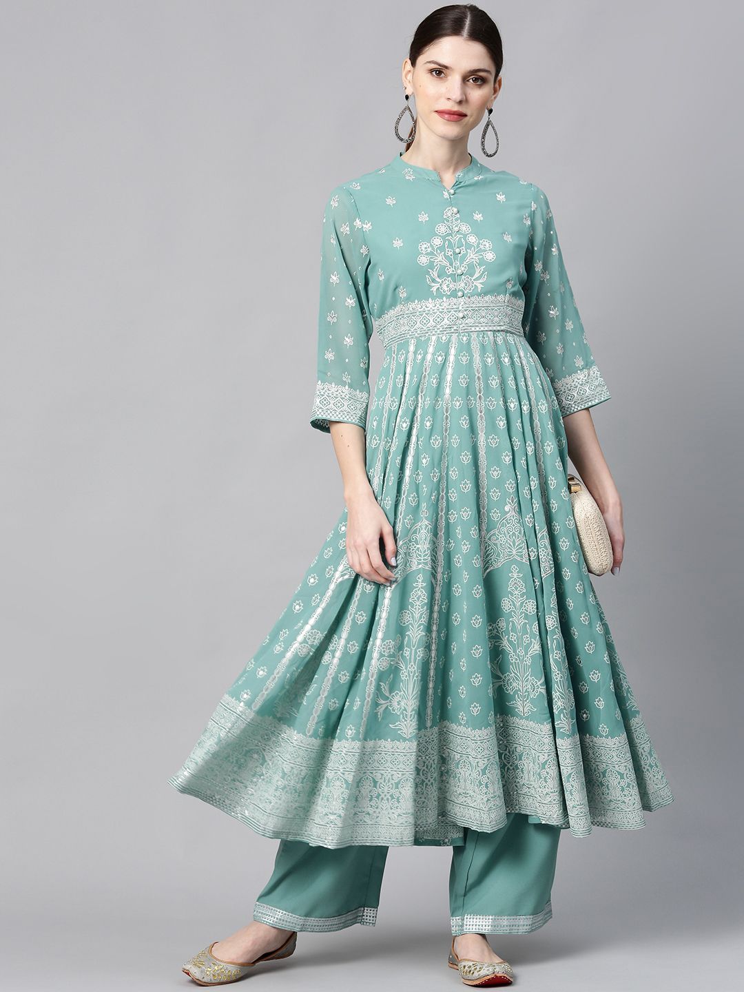 Women's Georgette Printed Anarkali Kurta With Palazzo