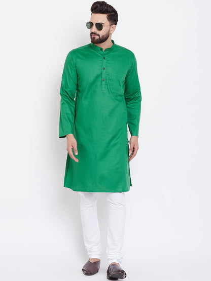 Men's Leaf Green Cotton Kurta