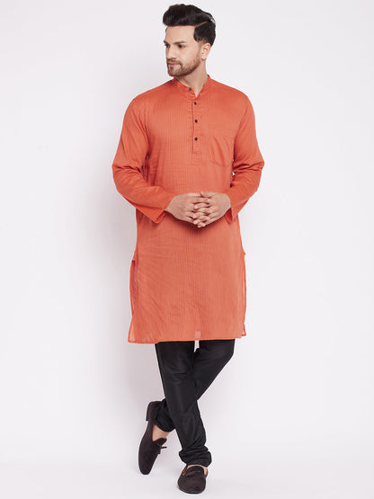 Men's Long Kurta with Band Collar -