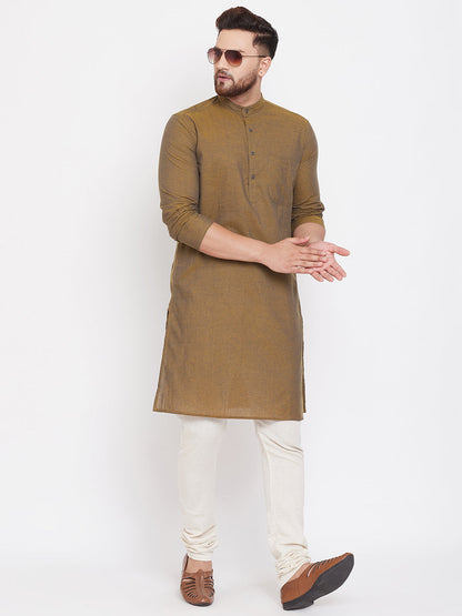 Men's Pure Cotton Kurta With Band Collar