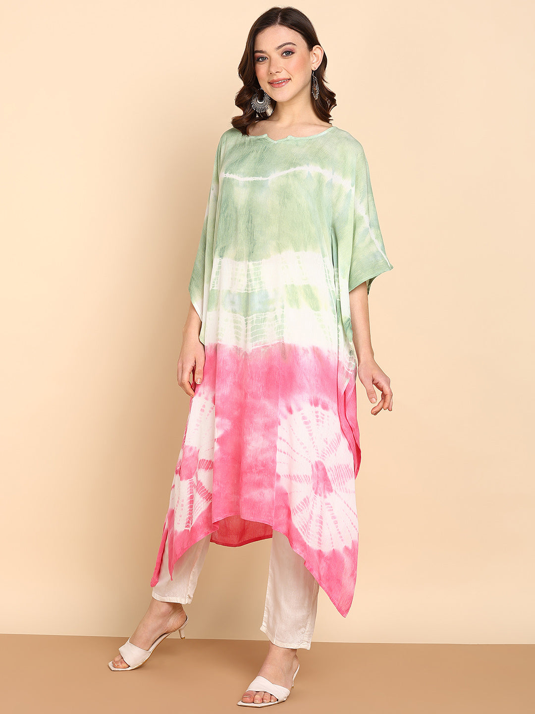 Women's Sea Green Crepe Kaftan