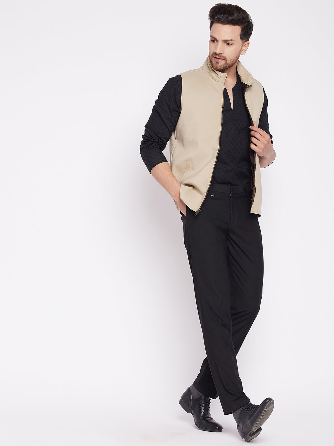 Men's Nehru Jacket With Welt Pockets -