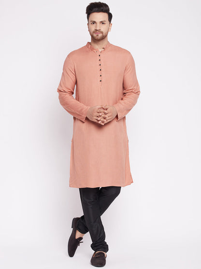 Men's Long Kurta with Band Collar -