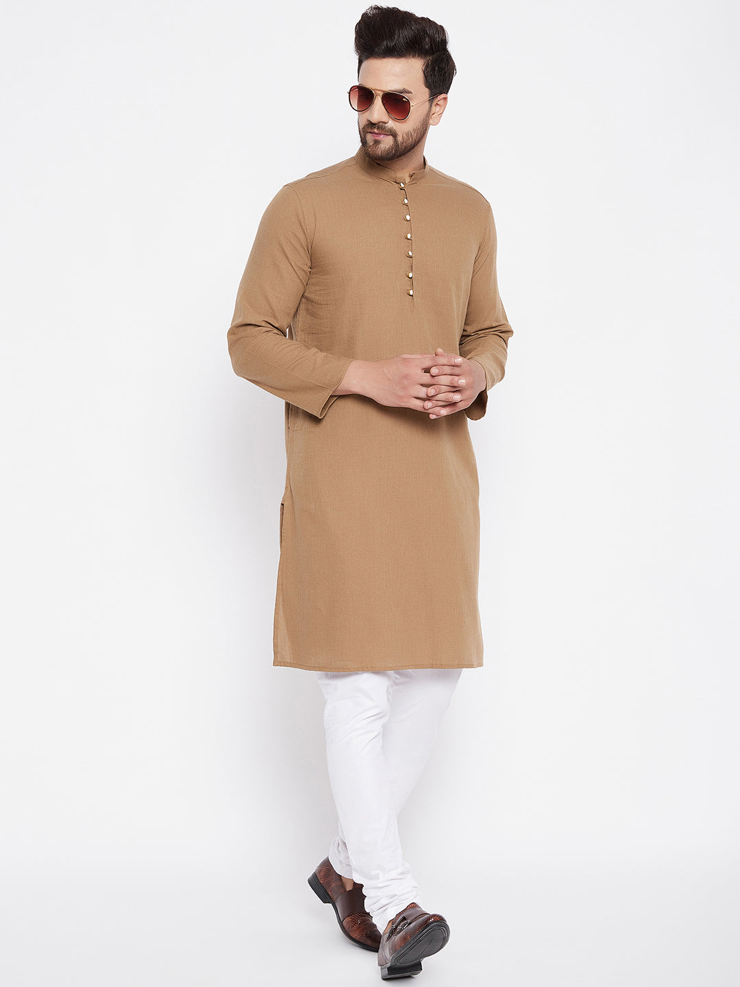 Men's Pure Cotton Beige Kurta