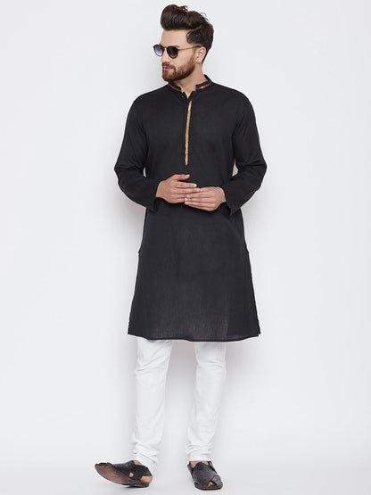 Men's Black Zari Work Kurta