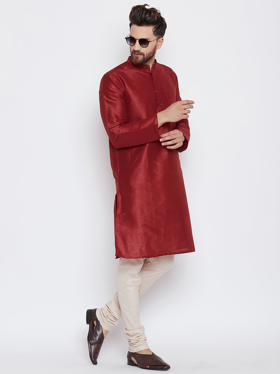 Men's Maroon Festive Kurta