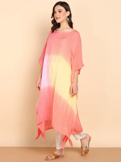 Women's Coral Crepe Kaftan