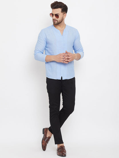 Men's Blue Summer Casual Shirt Kurta