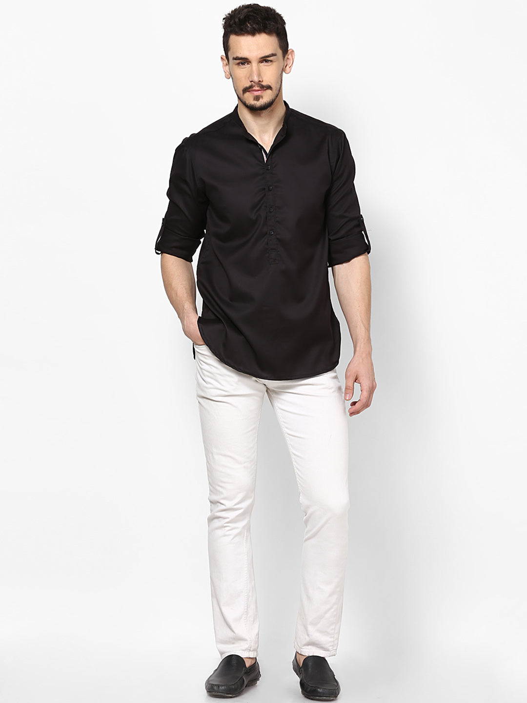 Men's Black Pure Cotton Shirt Kurta