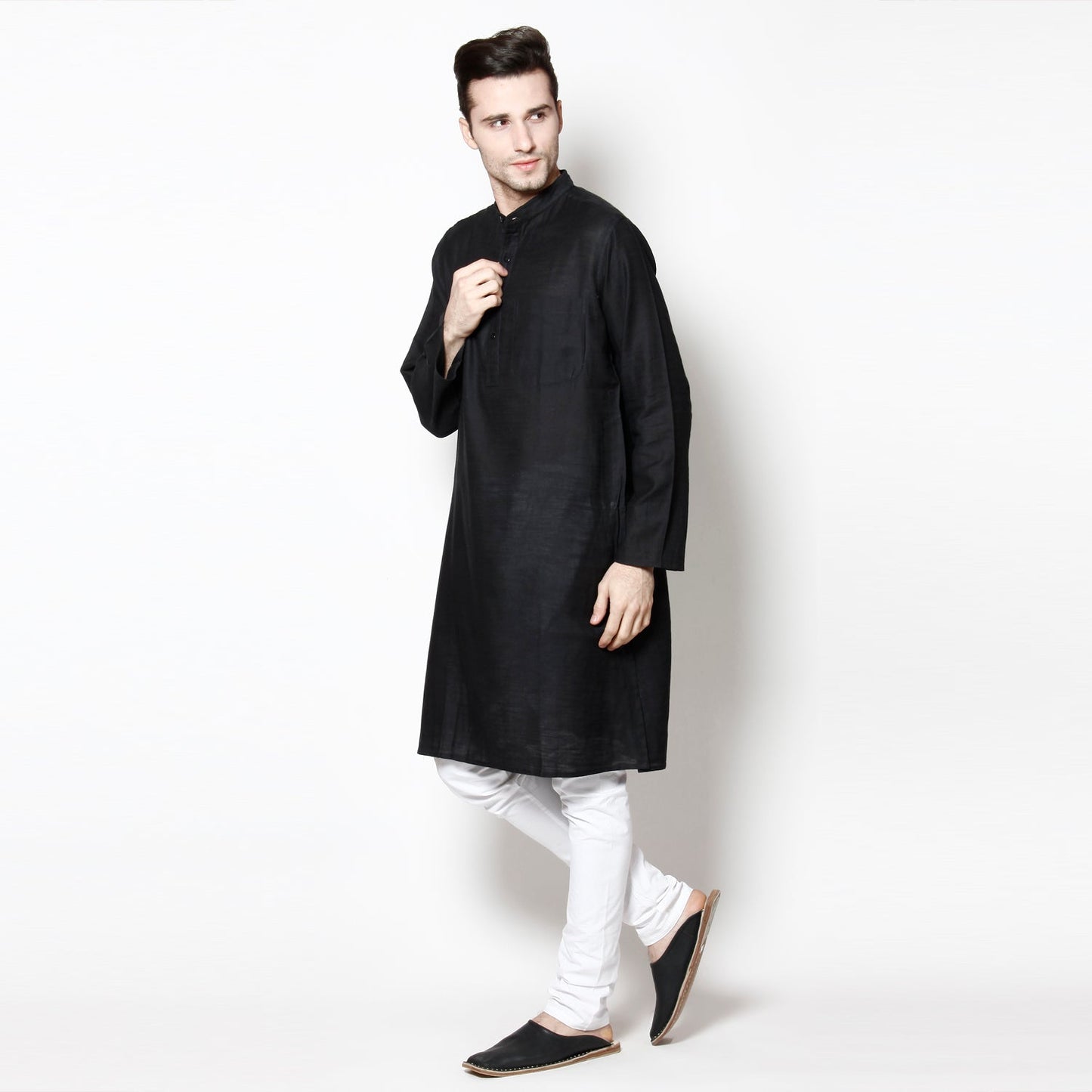 Men's Black Cotton Kurta