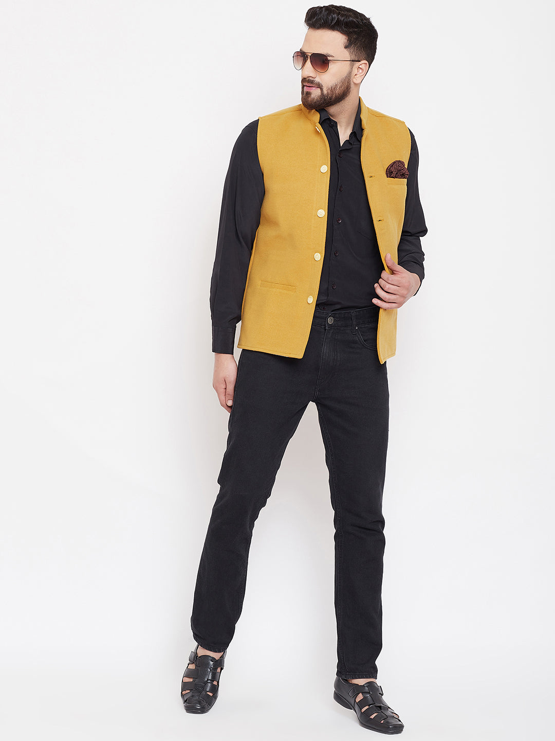 Men's Mustard Nehru Jacket