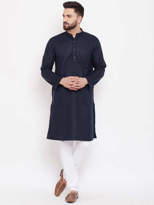 Men's Black Cotton Wool Kurta