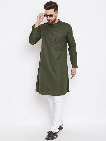 Men's Green Cotton Kurta