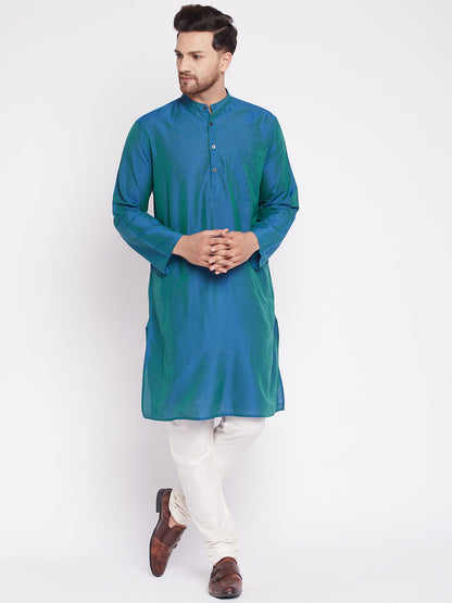 Men's Long Kurta with Band Collar -