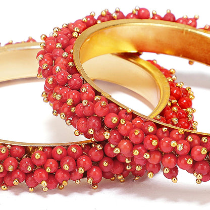 Women's Gold-Plated Beads Work Bangles