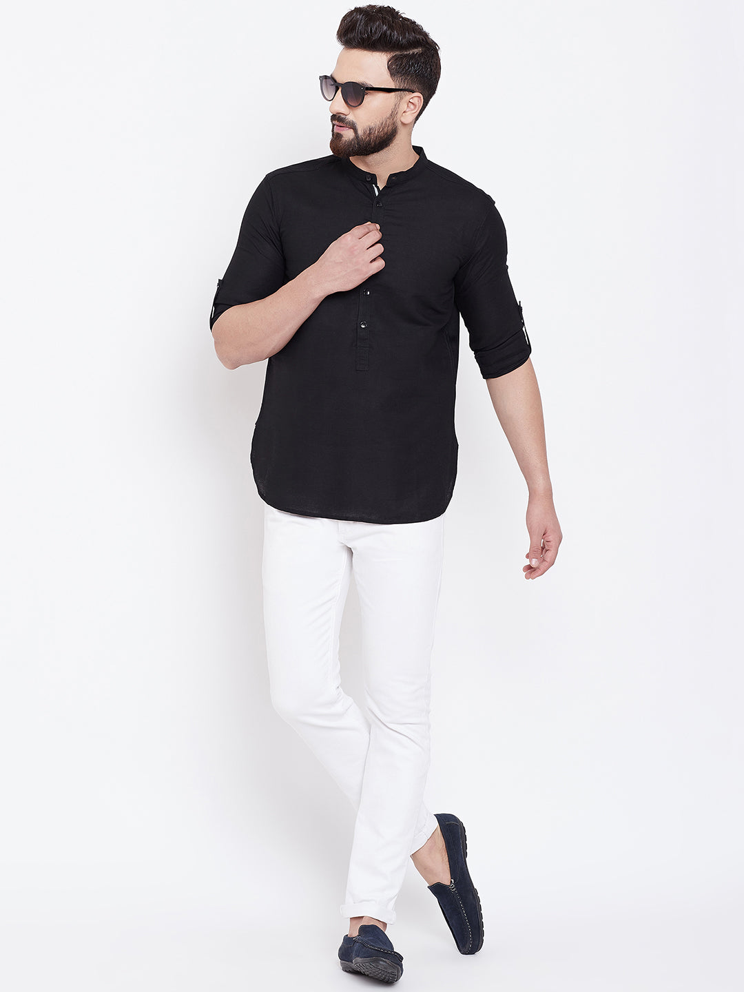 Men's Black Linen Shirt Kurta