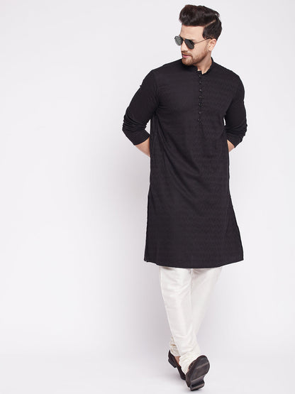 Men's Long Kurta with Band Collar -