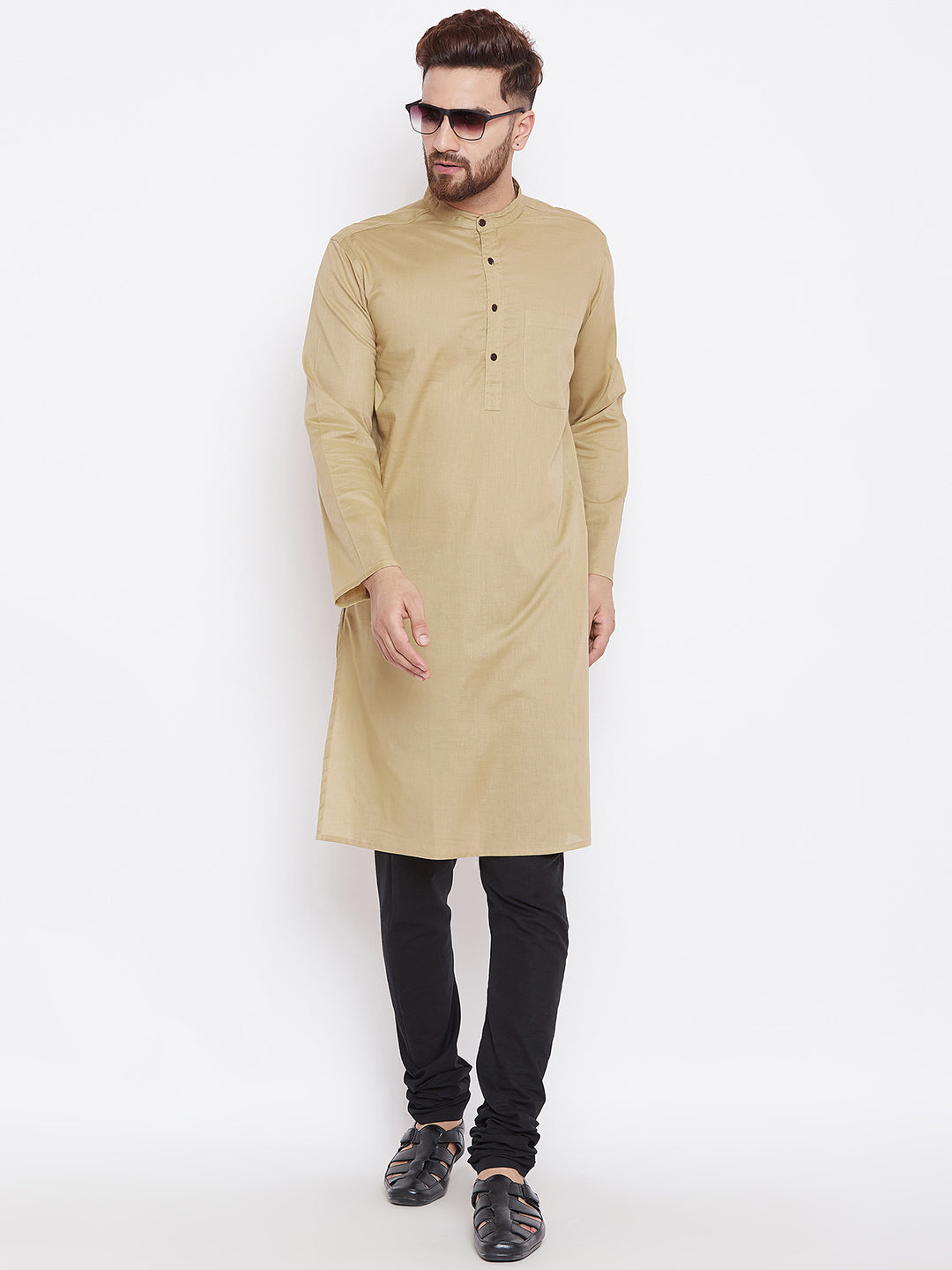 Men's Beige Pure Cotton Kurta