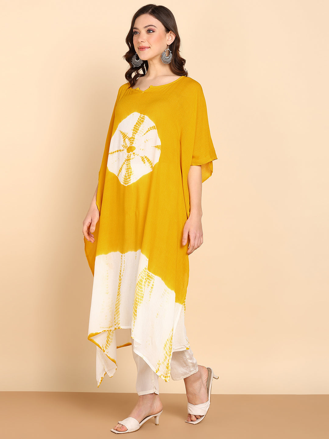 Women's Yellow Crepe Kaftan