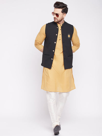 Men Black Nehru Jacket by  (1 Pc Set)