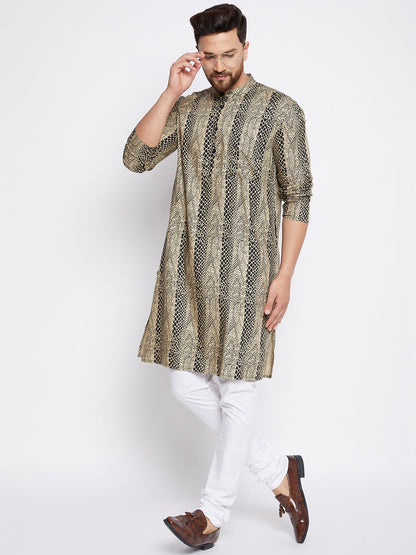 Men's Printed Design Straight Kurta