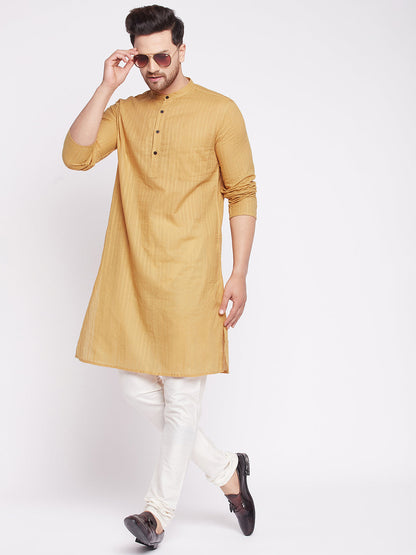 Men's Long Kurta with Band Collar -