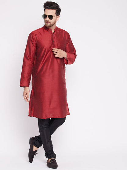 Men's Long Kurta with Band Collar -