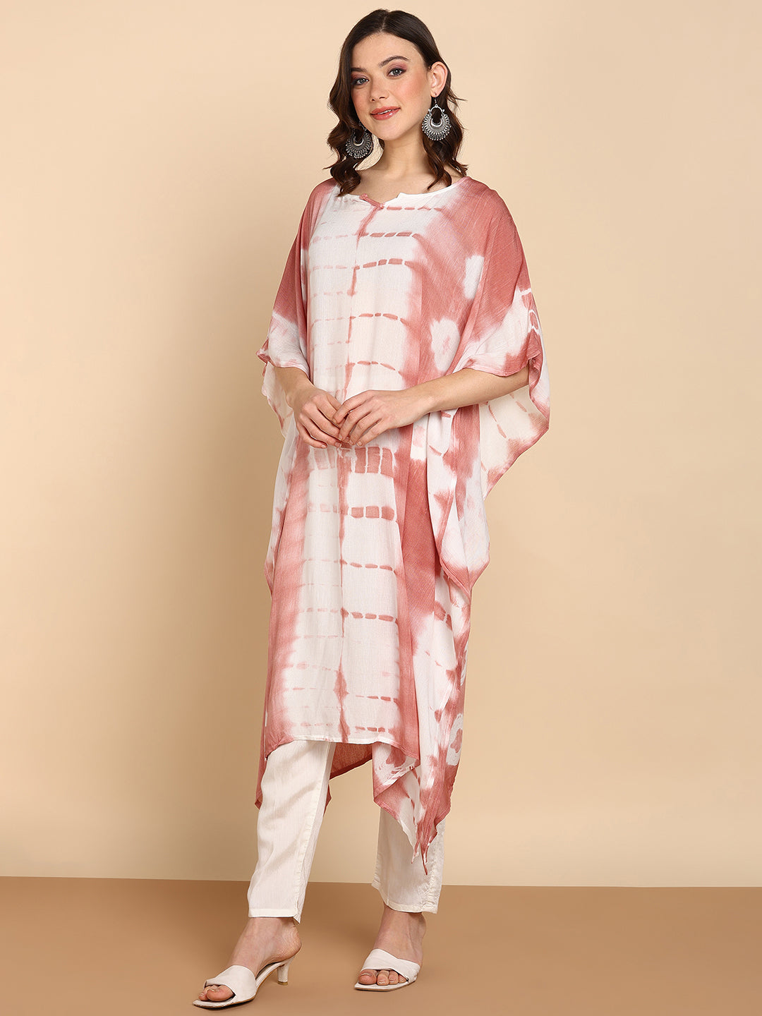 Women's Peach Crepe Kaftan