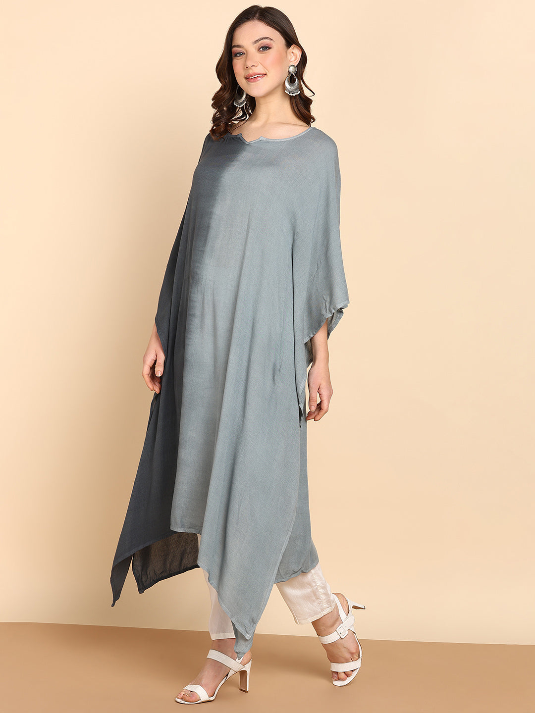 Women's Grey Crepe Kaftan