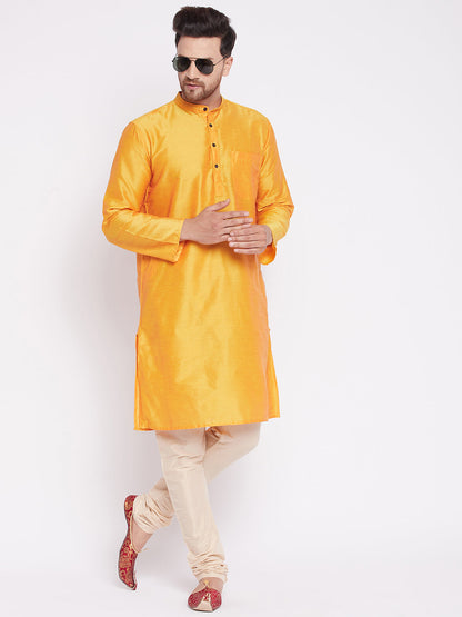 Men's Long Kurta with Band Collar -