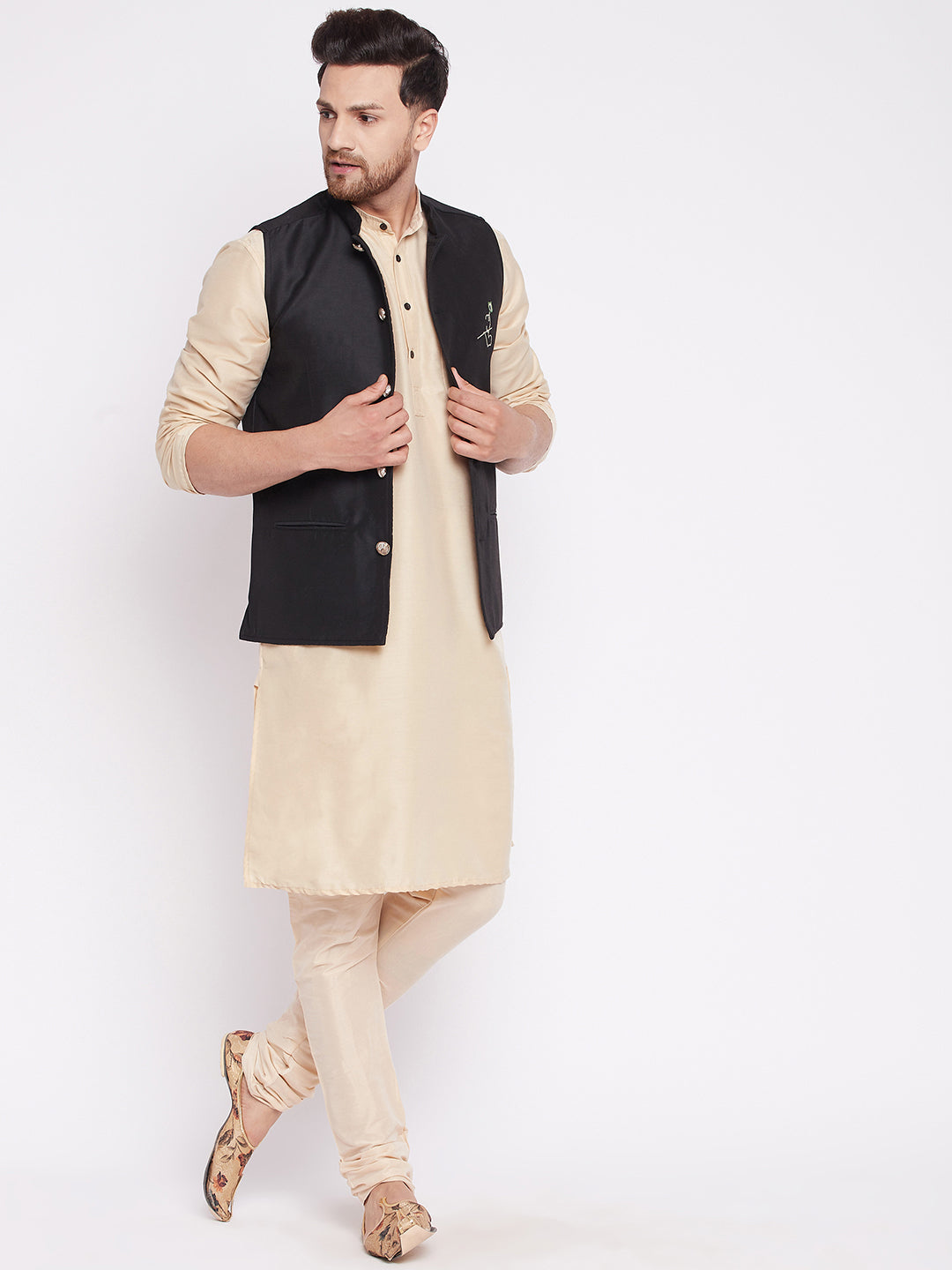 Men's Long Kurta with Band Collar -