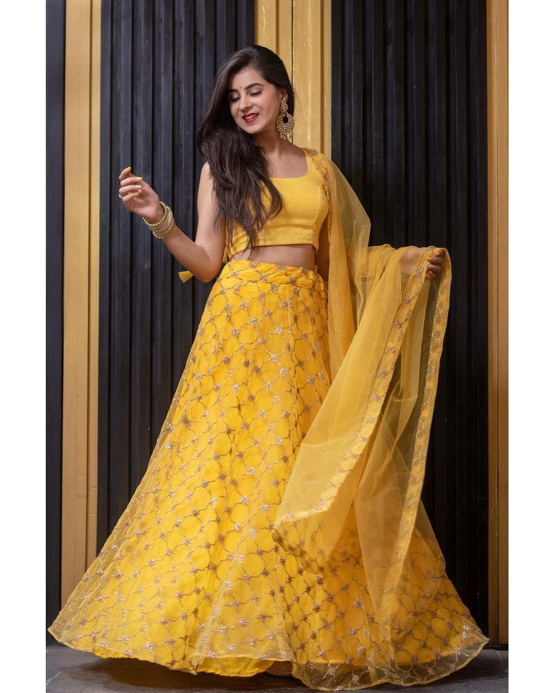 Women's Yellow Lehenga Choli (3pcs set) - Label Shaurya Sanadhya