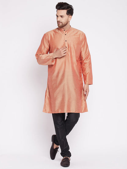 Men's Long Kurta with Band Collar -