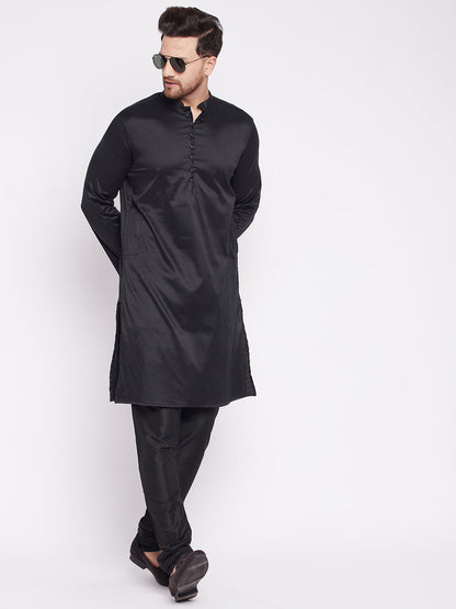 Men's Long Kurta with Band Collar -