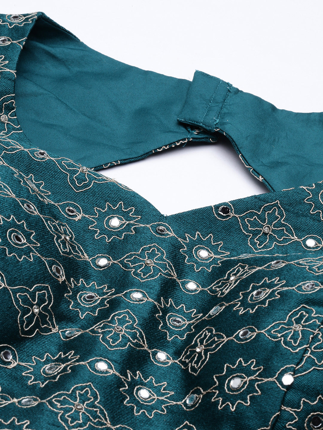 Women's Green Mirror Work Pure Silk Blouse