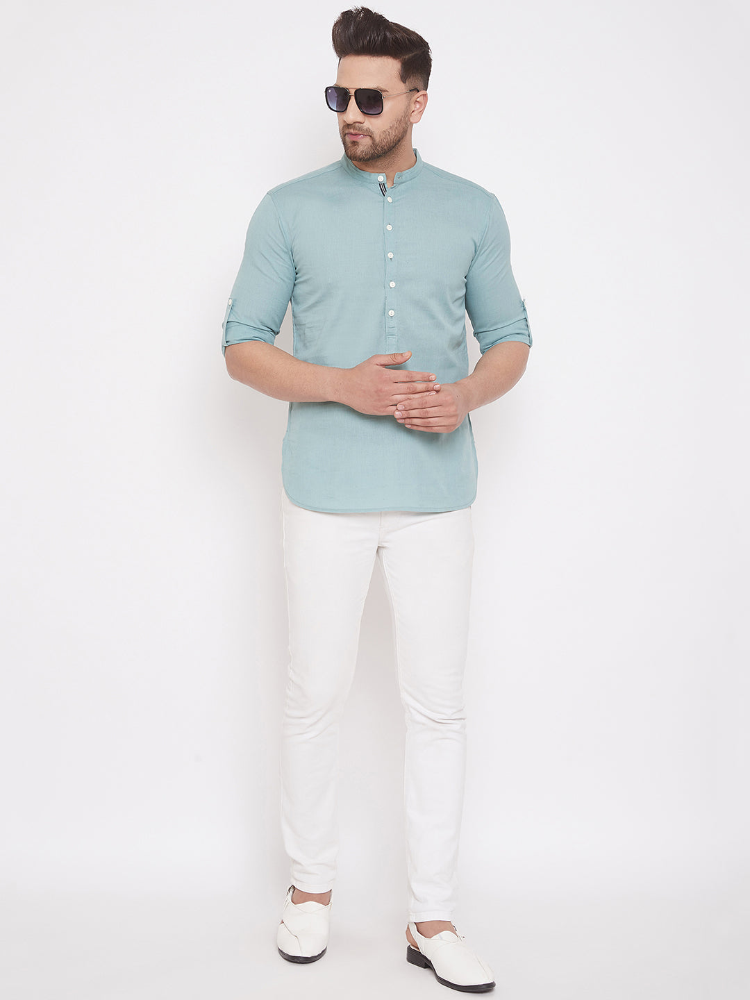 Men's Blue Linen Shirt Kurta