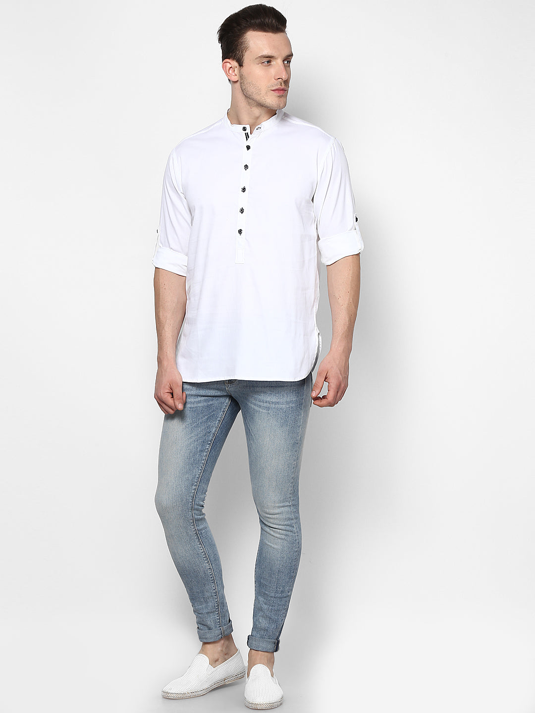 Men's White Pure Cotton Shirt Kurta