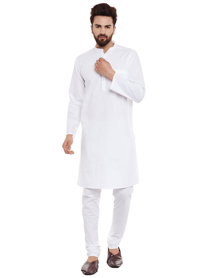 Men's Crisp White Cotton Solid Kurta