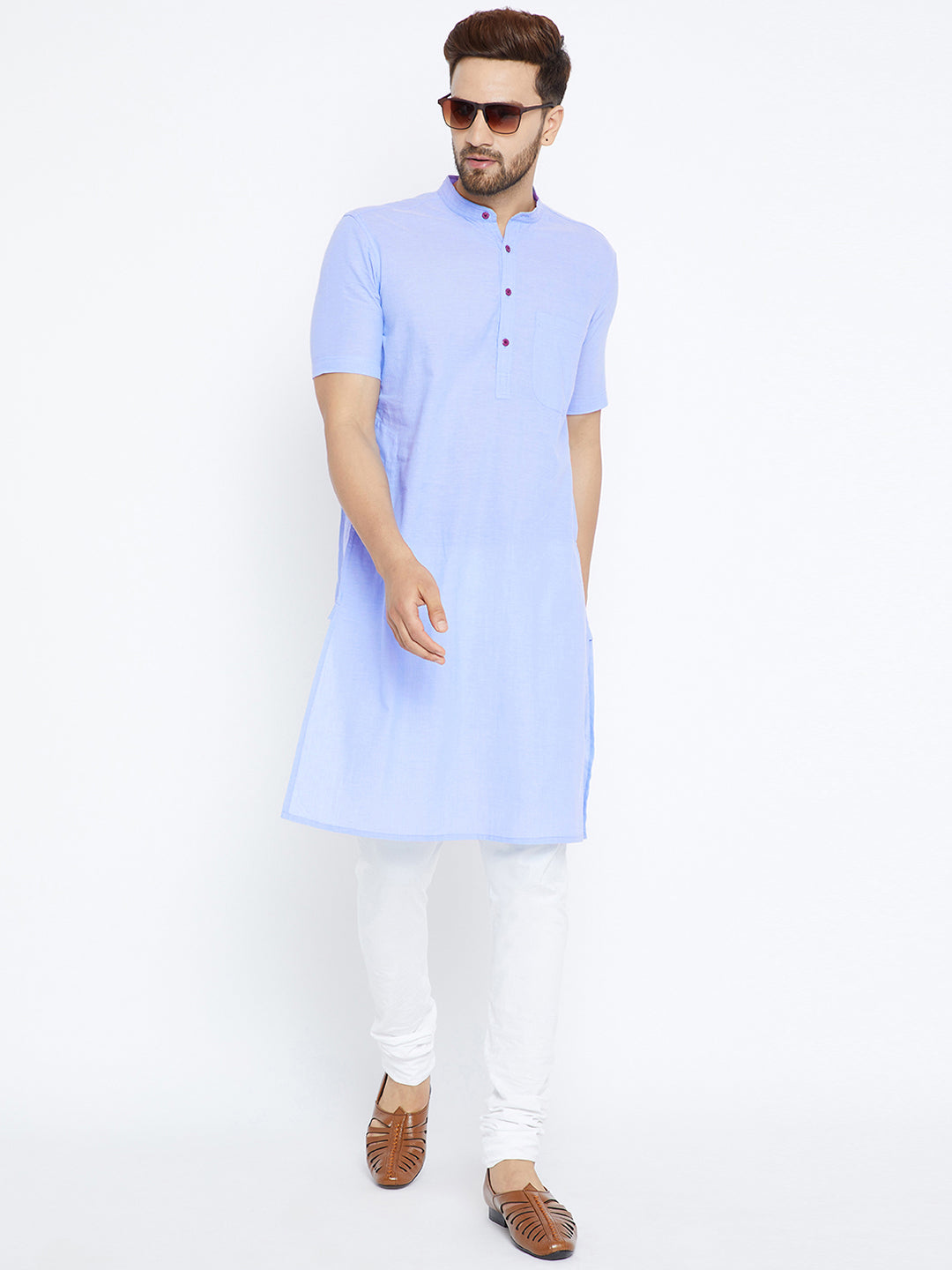 Men's Blue Pure Cotton Kurta